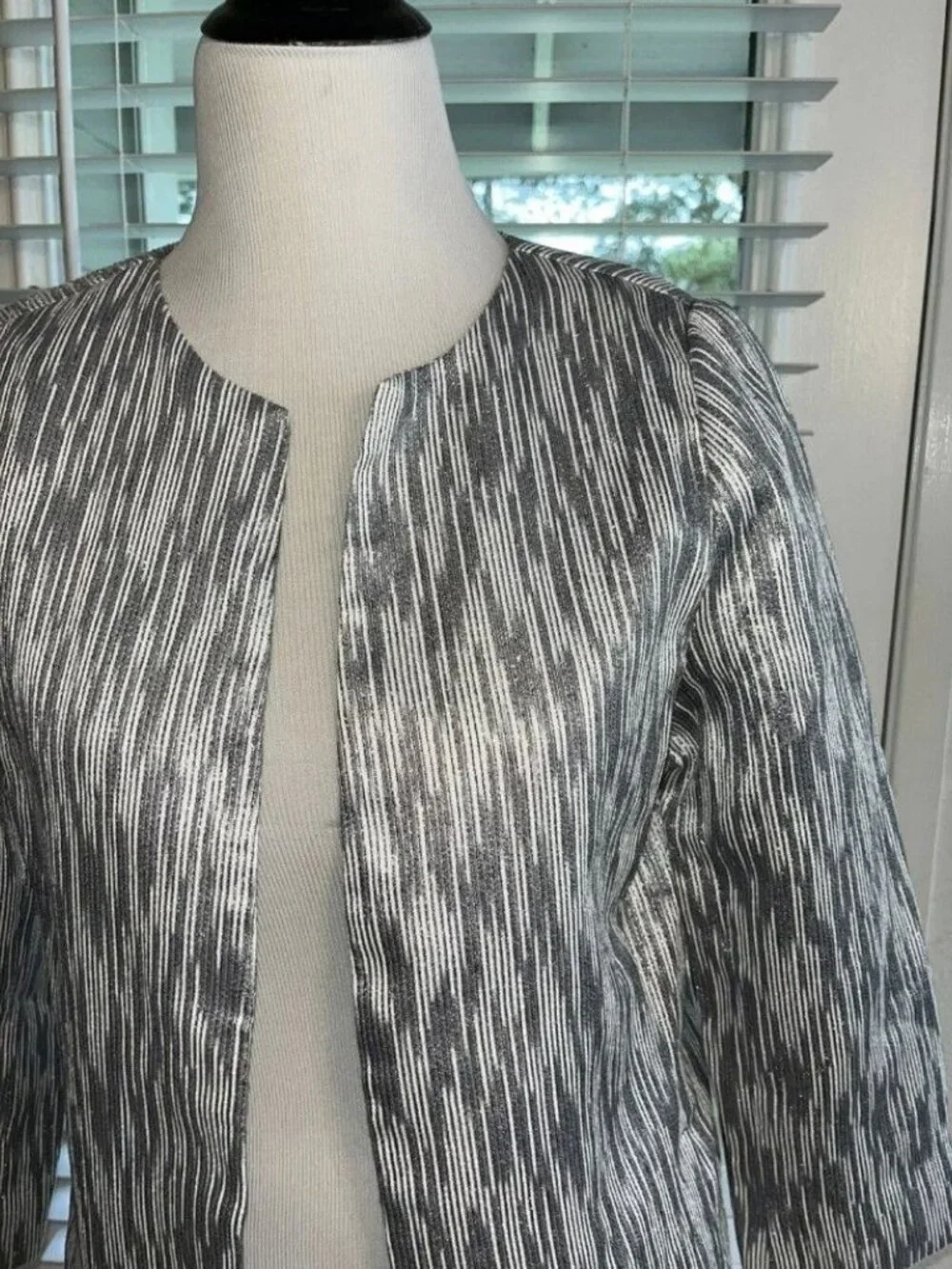 Chico's Silver and Black Striped Jacket